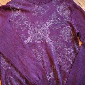 Vintage Versace Jeans Couture Knit Sweater Plum Medallion Pattern